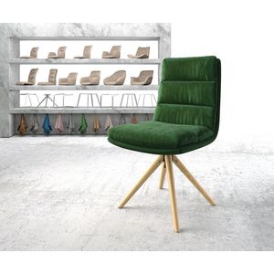Draaistoel Abelia-Flex houten frame conisch fluweel groen 180° draaibaar