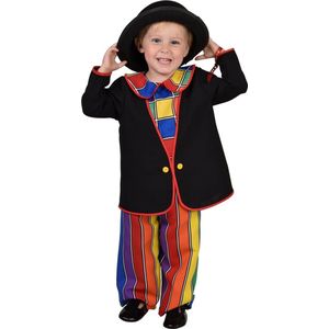 Magic By Freddy's - Clown & Nar Kostuum - Jonge Grappenmaker Clown - Jongen - Zwart, Multicolor - Maat 74 - Carnavalskleding - Verkleedkleding