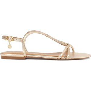 Comfortable gold sandals with metal embellishment