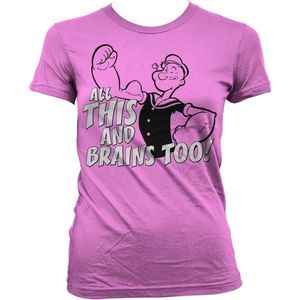 Popeye All This And Brains Too Girly T-Shirt Damen Pink-L