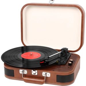 Bluetooth Platenspeler met Speakers - 33/45/78 RPM - Riem aangedreven - Vinyl Speler - USB MP3 Converter - Retro Platenspeler - Vinyl naar MP3 - Bruin