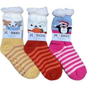 BLACK FRIDAY - Sukats® Huissokken - Homesocks - 3 Paar - Maat 36-41 - Dames Huissokken - Antislip Sokken - Fluffy Sokken - Slofsokken - Variant 16 - Meerdere Maten en Varianten - Verwarmde Sokken