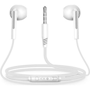 Oordopjes met draad - 3,5mm Jack aansluiting - Oortjes met draad en microfoon - Wit