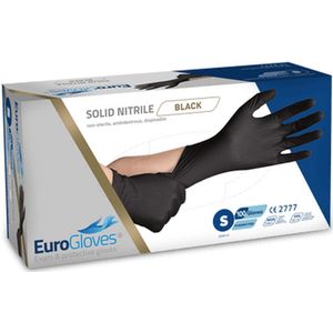 Eurogloves handschoenen - solid nitrile - zwart - Small - poedervrij- 30 x 100 stuks voordeelverpakking