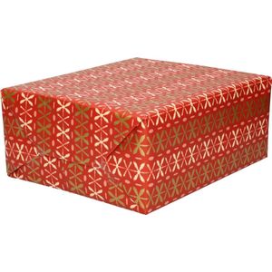 4x rollen inpakpapier/cadeaupapier - rood - roze/gouden kruisjes - 200 x 70 cm