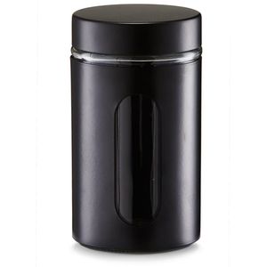 Zeller Voorraadpot/blik met venster - zwart - 900 ml - glas/metaal