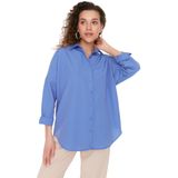 Trendyol - Pruimkleurig - Oversized Wijd Patroon Geweven Overhemd