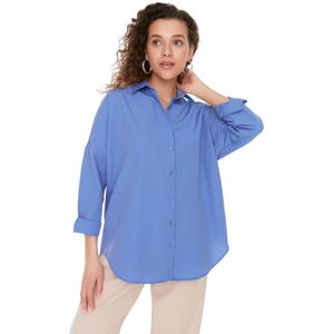 Trendyol - Basics - Oversized Hemdblousekraag - Lichtblauw - Geweven Stof
