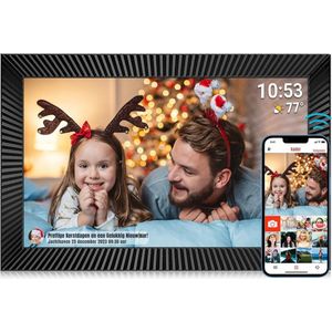 Zylo® Digitaal Fotolijstje - Digitaal Fotokader - Met Wifi - Zwart - 35cm x 21cm x 3cm