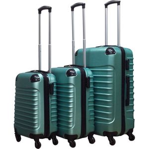 Quadrant 3 delige ABS Kofferset - 2 x handbagage koffer / 1 x grote koffer - Lichtgroen