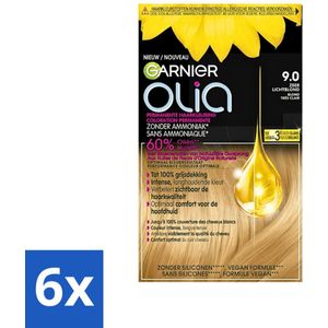 6 x Garnier - Olia 9 - Haarkleuring - Zeer Lichtblond - Zonder Ammoniak - Intense Langhoudende Kleur - Permanente Haarkleuring - Haarkleur - Olia - Garnier - Blond