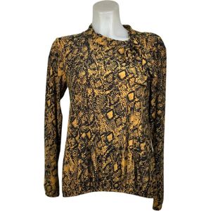 Angelle Milan – Travelkleding voor dames – Gele Snake blouse met Koord – Ademend – Kreukvrij – Duurzame Jurk - In 5 maten - Maat XL