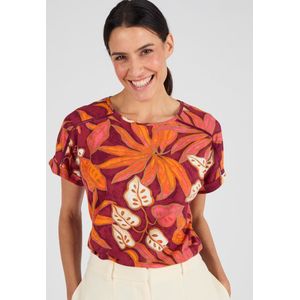 Damart - T-shirt met tropische opdruk met Climatyl - Dames - Rood - XL