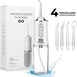 Dual R&D Waterflosser + GRATIS Adapter - Elektrisch flosapparaat - Monddouche -Draadloos -4 opzetstukjes - Oplaadbaar