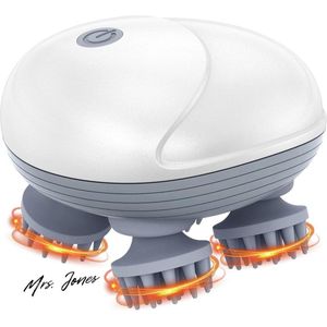 Mrs. Jones Elektrisch hoofdmassageapparaat draagbaar draadloze USB-oplaadbaar 5 modi 4 koppen waterdicht elektrische scalp massageapparaat .