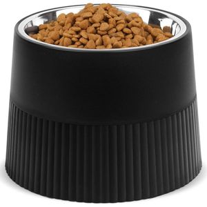 Verhoogde hondenkom voor hond en kat - antislip voerbak in zwart met kantelbare hoek dog bowl stand