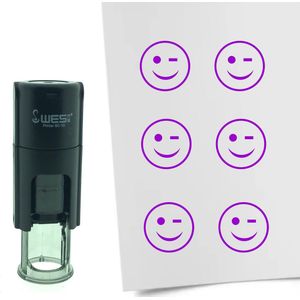 CombiCraft Stempel Smiley Knipoog 10mm rond - Paarse inkt