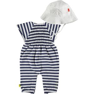 BESS - kledingset - 2delig - boxpak - wit blauw gestreept - Zonnehoedje - Maat 62
