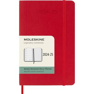 Weekplanner 2024-2025 - Weekplanner 18 maanden - Zakformaat 9 x 14 cm - Scharlakenrood