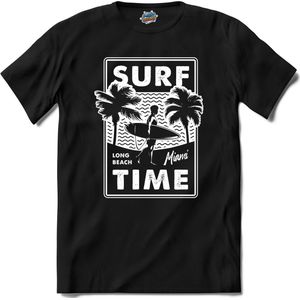 Surf Time | Surfen - Surf - Surfboard - T-Shirt - Unisex - Zwart - Maat L