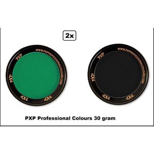 2x Set PXP Professional Colours schmink groen en zwart 30 gram - Schminken verjaardag feest festival thema feest