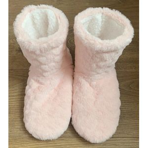 Pantoffels dames - fluffy huissloffen - licht roze - maat 41 / 42