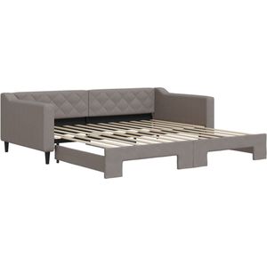 vidaXL - Slaapbank - met - onderschuifbed - 100x200 - cm - stof - taupe