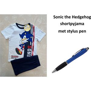 Sonic the Hedgehog Short Pyjama - Wit/donkerblauw met Stylus Pen. Maat 98 cm / 3 jaar.