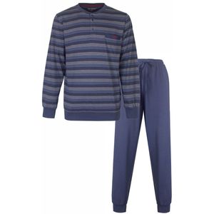 Paul Hopkins Heren Pyjama - Gestreept Dessin - Polo Sluiting - Blauw - Maat S
