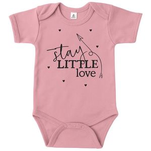 Baby Romper met Tekst 'Stay Little Love' – Maat 62 – Roze Romper – Origineel Kraamcadeau voor Jongen of Meisje – Babykleding