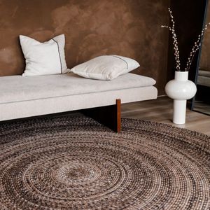 Rond wollen vloerkleed Gapo Donkerbruin gemeleerd - Wol - Rond 150 Ø - (M)