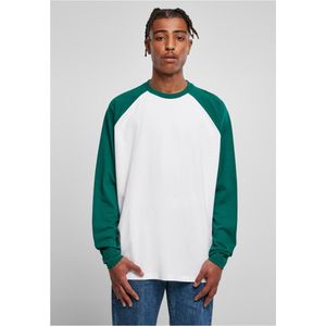 Urban Classics - Organic Oversized Raglan Longsleeve shirt - 3XL - Wit/Groen