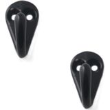 5x Luxe kapstokhaken / jashaken zwart met enkele haak - hoogwaardig aluminium - 3,6 x 1,9 cm - aluminium kapstokhaakjes / garderobe haakjes