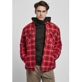 Urban Classics - Plaid Quilted Shirt Jacket - L - Rood/Zwart