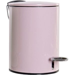 Metalen vuilnisbak/pedaalemmer roze 3 liter 23 cm - Afvalemmers - Kleine prullenbakken