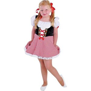 Magic By Freddy's - Boeren Tirol & Oktoberfest Kostuum - Rode Zoet Alcoholvrij Biertje Dirndl - Meisje - Rood - Maat 152 - Bierfeest - Verkleedkleding