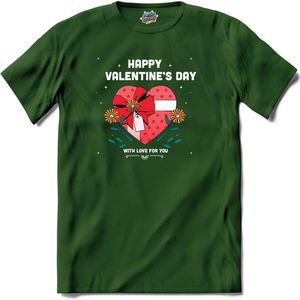 With Love For You | Valentijn - Valentijnsdag - Cadeau - Kado - T-Shirt - Unisex - Bottle Groen - Maat 4XL