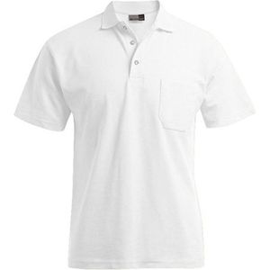 Men´s Heavy Polo Pocket met korte mouwen White - XS