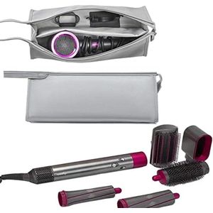 PromoHome Waterdichte Opvouwbare Reistas voor Haardroger - Magnetische Sluiting - PU Leren Draagbare Opbergtas - Zilver