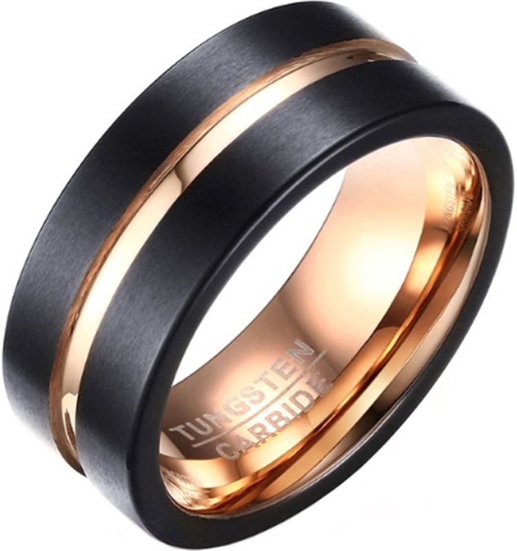 Mendes - Heren Ring - Wolfraam - Roségoudkleurig - 8mm