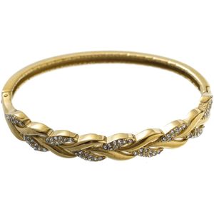 Nouka Dames Armband – Goud Gekleurde Bangle – Ingelegd met Schitterende Steentjes – Lauwerkrans - Stainless Steel – Cadeau voor Vrouwen
