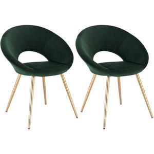 Rootz set van 2 fluwelen eetkamerstoelen - elegante stoelen - comfortabele zit - stijlvol ontwerp - duurzame constructie - antislip - 78 cm x 35 cm x 45 cm
