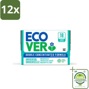 Ecover - Wascapsules - Universal - Lilac & Rescued Rose - 18 Capsules - Voordeelverpakking - 12 stuks - Wascapsules - Wasmiddel