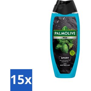15 x Palmolive Men - Sport 3-in-1 - Douchegel - Verfrissend & Verzorgend - 500 ml - 3-in-1 Douchegel - Sport Douchegel - Mannelijke Douchegel - Verzorging Voor Mannen - Douchegel Voor Lichaam Haar Gezicht