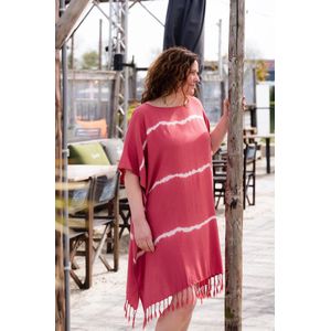 Tie Dye Strandtuniek Dusty Rose - onesize (L/XL) - strand tuniek dames - sauna - strandmode - strandjurk - tuniek - sarong-dress - bikini cover up - strandjurkje