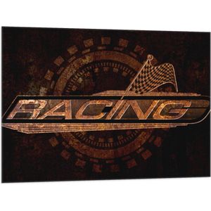 Vlag - Logo met ''Racing'' en Race Vlag - 100x75 cm Foto op Polyester Vlag
