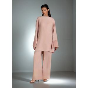 Satijnen Dames Twinset – Tuniek & Broek – Oudroze – Elegante Pasvorm – Ravishing Belle- maat S