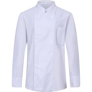 Heren Essentieel koksjasje met lange mouwen (Wit) Koksjas heren - Men's Chef Jacket - Uniformen Horeca XXXL - 3XL WIT