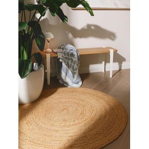 Rond Jute Tapijt 90 cm - Handgeweven - Natuurlijk Design - Geschikt voor Vloerverwarming