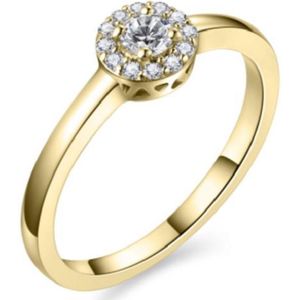 Schitterende 14K Gouden Ring met Diamanten - Goud - Diamant - Briljant - Vrouwen - Aanschuifring - Trouwring - Verlovingsring - Vriendschapsring – Rond